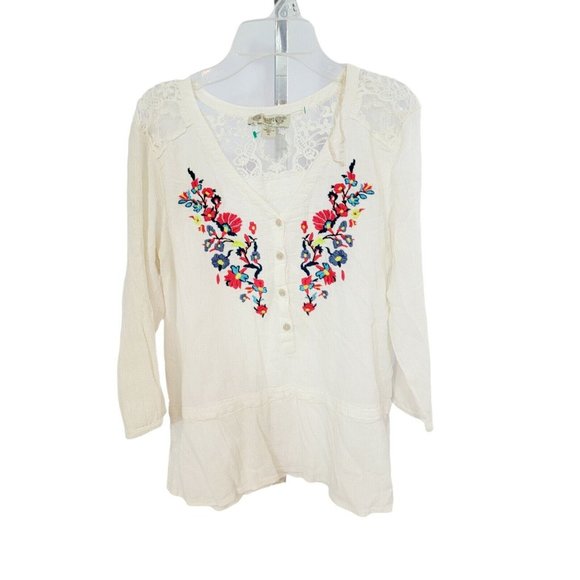 Vintage America Tops - Vintage America Embroidered Cotton Blouse Size M